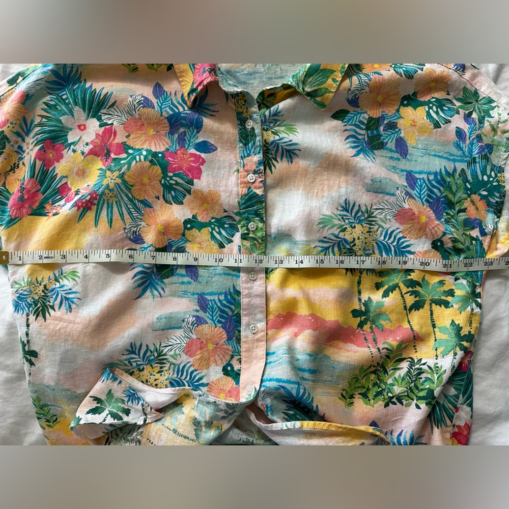 Talbots Multicolor Tropical Print Shirt With Tie Bottom - Picture 5 of 5